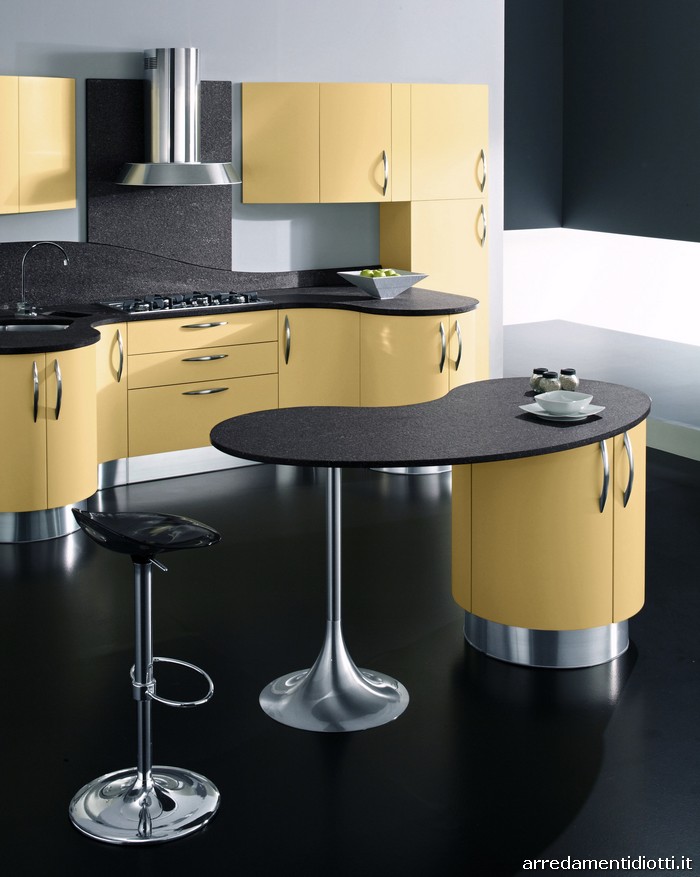 Geosfera-cucina-moderna-arrotondata-giallo-rovere-moro-big